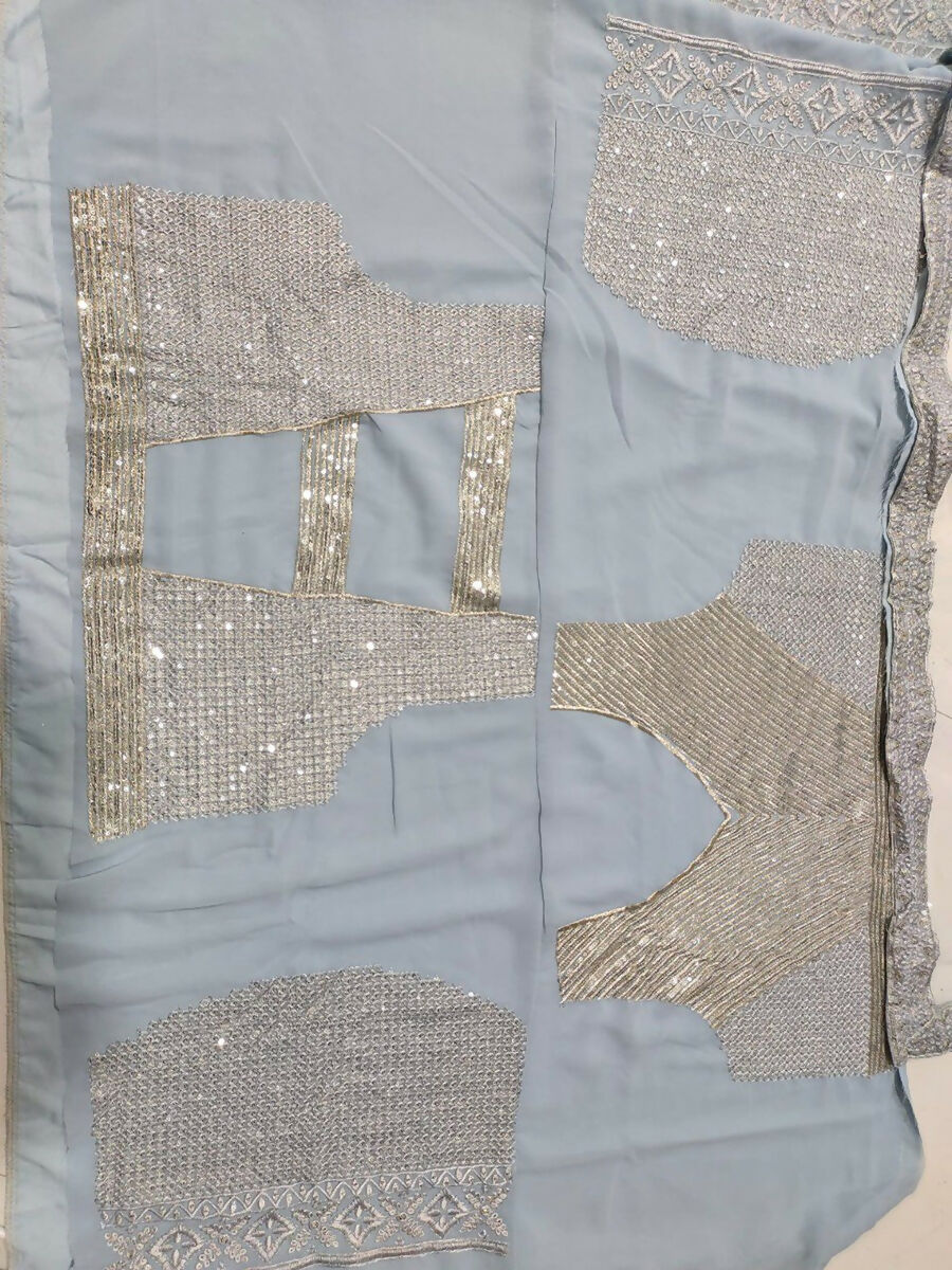 Jyoti Fashion Mesmerizing Grey Faux Georgette 3MM Sequins with Thread & Jari Embroidery Lehenga Choli with Dupatta | Swadesiicart