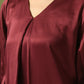 Myshka Women's Maroon Solid Satin V-Neck Party Tunic With Trousers Co-ord set - Swadesiicart