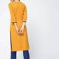 Aniyah Rayon Block Printed Straight Kurta In Mustard And Blue (AN-119K) - Swadesiicart