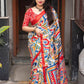 Red Cotton Crepe Batik Print Saree with Unstitched Blouse - Hiral Fashion | Swadesiicart