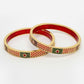 NVR Women's Set Of 2 Gold-Polished Red Kundan Traditional Bangles - Swadesiicart