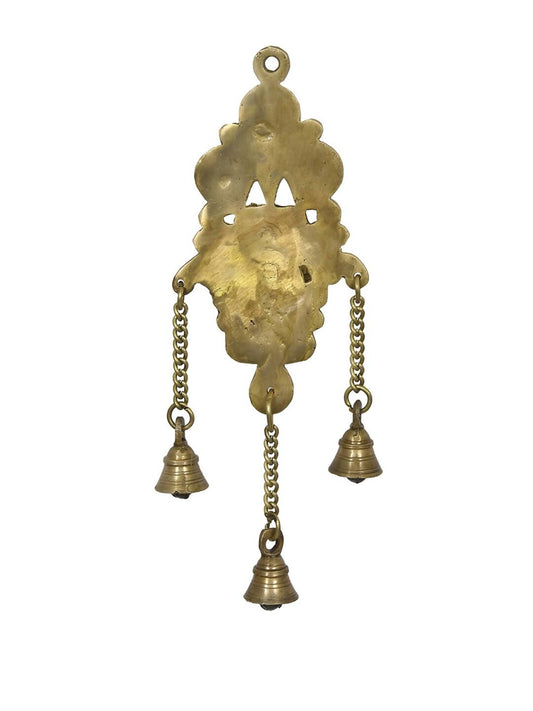 eCraftIndia Gold-Toned Handcrafted Antique Finish Diya with Bells Decorative Wall Hanging Showpiece | Swadesiicart
