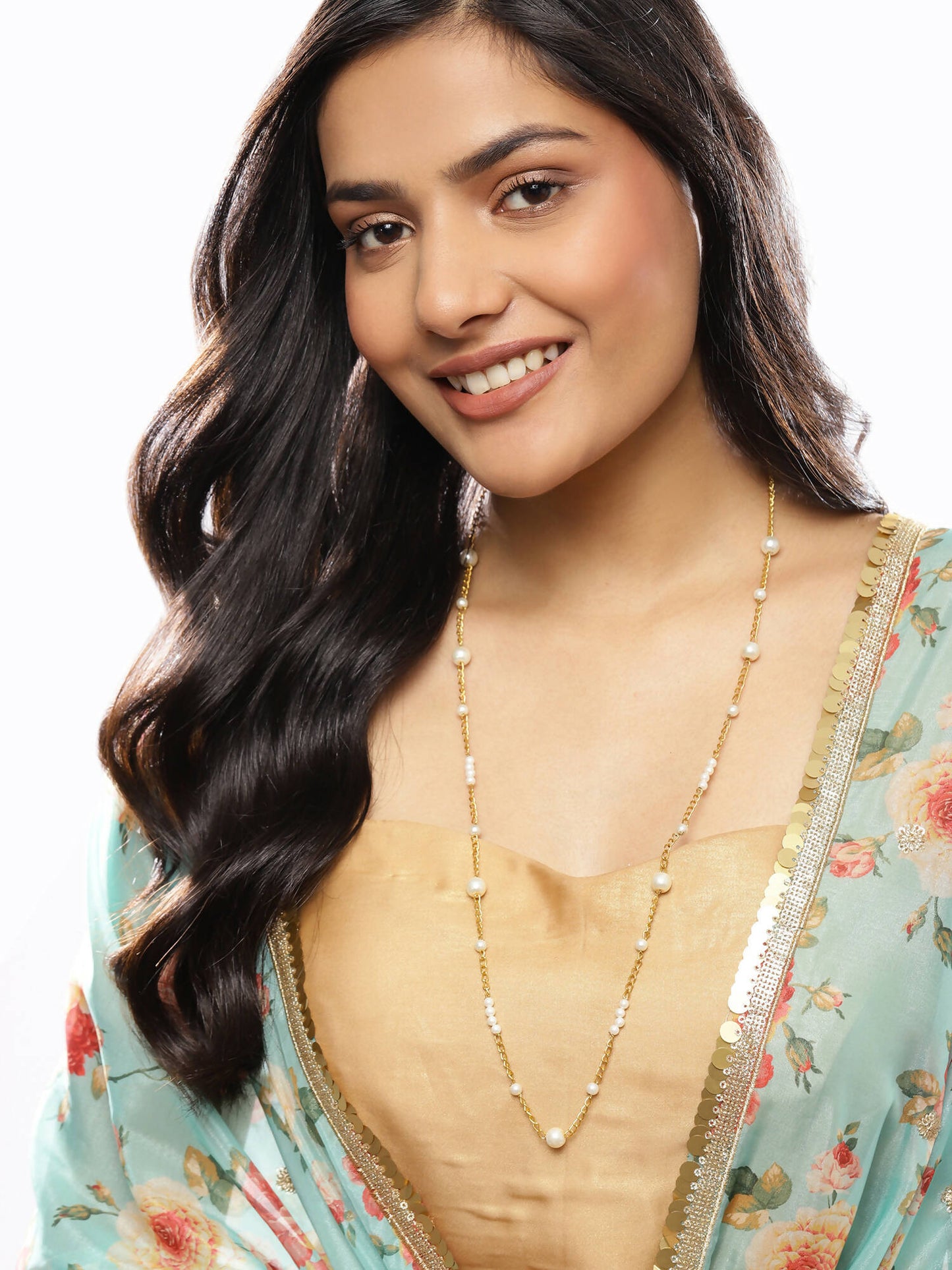 Gold-Toned White Brass Gold-Polished Necklace - Ruby Raang | Swadesiicart