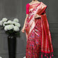 Vishnu Weaves Women's Pink Paithani Silk Zari Woven Saree with Unstitched Blouse - Swadesiicart