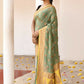 Joban Fashion Grass Green Crepe Chiffon Pure Handloom Banarasi Silk Saree | Swadesiicart
