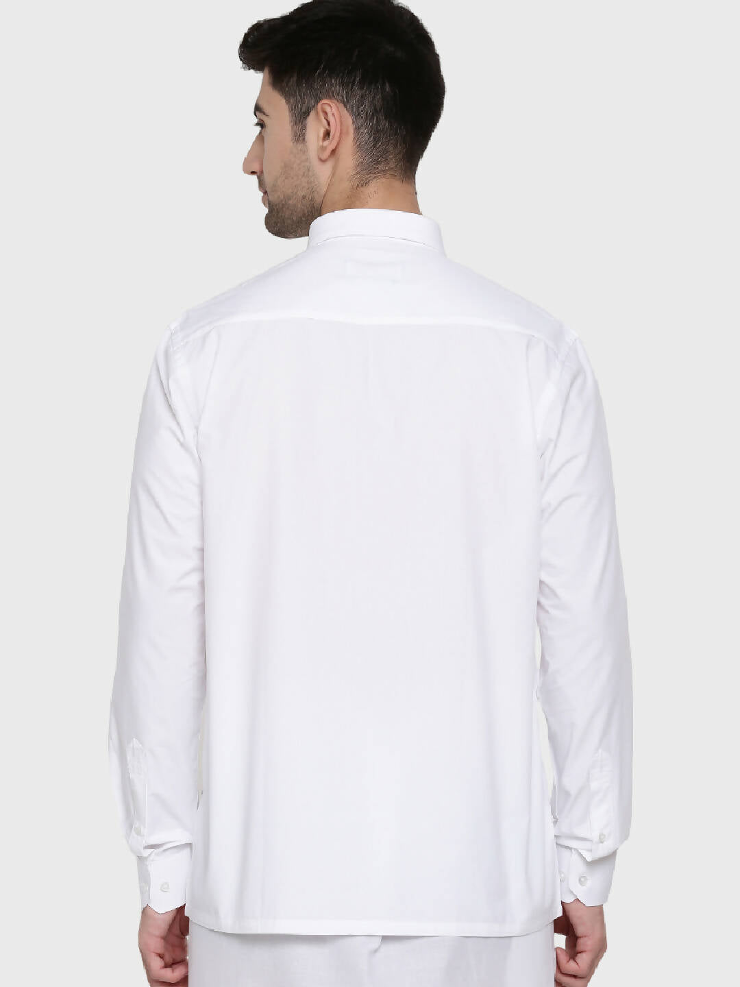 Ramraj Cotton Mens Full Sleeve Formal Poly Cotton White Shirt | Swadesiicart