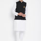 Even Apparels Black Pure Cotton White Kurta Sets With Eid Insignia Jackets PW66 | Swadesiicart