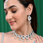 VOJ Kundan Studded Silver Plated White Color Jewellery Set with MaangTikka - VOJ (Valley Of Jewellery)