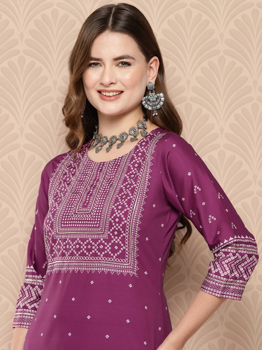 Ahalyaa Women's Traditional wear Kurta Set - Purple | Swadesiicart