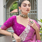 Vishnu Weaves Women's Magenta Banarasi Silk Patola Zari Woven Saree with Blouse - Swadesiicart