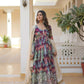 Jyoti Fashion Women's Wine Russian Silk Sequins Zari Embroideredy Anarkali Dress with Dupatta | Swadesiicart