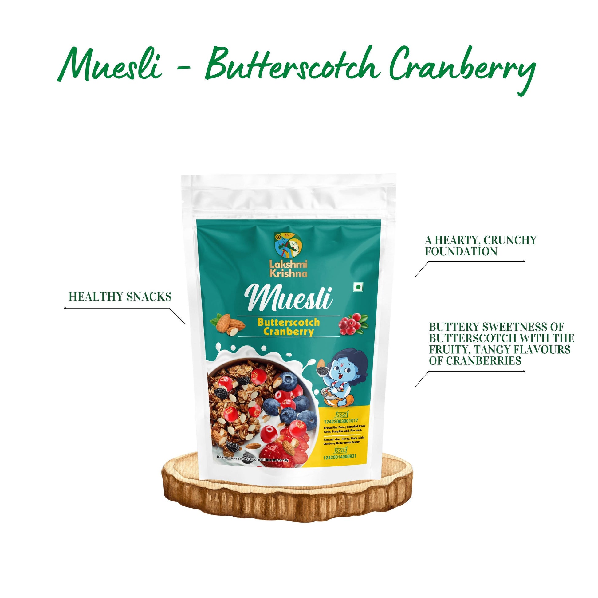 Lakshmi Krishna Muesli - Butterscotch Cranberry - Swadesiicart