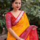 Orange Jute Silk Ethnic Motifs Saree with Unstitched Blouse - Hiral Fashion | Swadesiicart