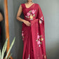 Aayaa Designer 1 min Hand Painted Ready to Wear saree - Maroon | Swadesiicart