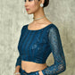 Blue Silk Stripe Saree With Blouse Piece - Purvi