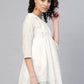 Ahalyaa Women Off-White Cotton Embroidered Tunic | Swadesiicart