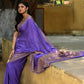 Joban Fashion Lavender Crepe Chiffon Pure Handloom Banarasi Silk Saree | Swadesiicart
