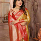 Anaita Golden Tissue Silk With Zari Weaving Saree With Blouse