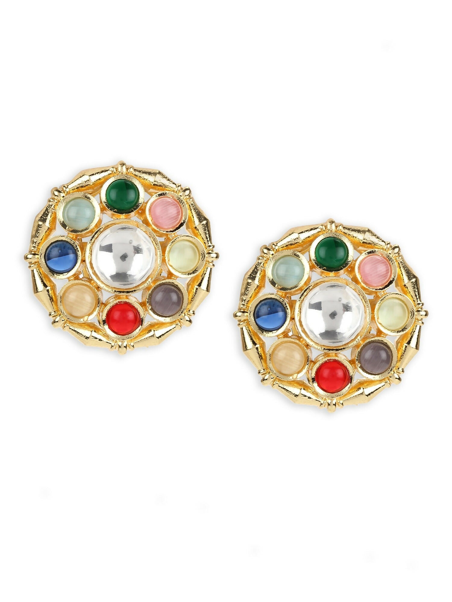 Multi Kundan Studs- Ruby Raang | Swadesiicart