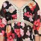 Alakhi Studio Girls Floral Georgette Printed V-Neck Kurta With Sharara - Black