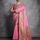 Vishnu Weaves Women's Baby-Pink Tussar Silk Zari Woven Saree with Blouse - Swadesiicart