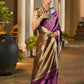 Vishnu Weaves Women's Wine Soft Tussar Silk Printed Saree with Blouse - Swadesiicart