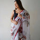 Vamsee White Organza Saree - Swadesiicart