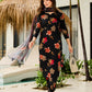 The52 Black Women's Gorgeous Printed Silk Blend Fabric Straight Kurta, Pant and Dupatta Set - Swadesiicart