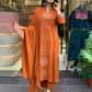The52 Orange Women's Gorgeous Chanderi Fabric Embroidered Work Straight Kurta Pant and Dupatta Set - Swadesiicart
