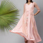 Ahalyaa Women Pink Crepe & Net Foil Print Dress | Swadesiicart