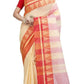 Exclusive Collection White Red 100% Pure Cotton Tant Saree - Swadesiicart
