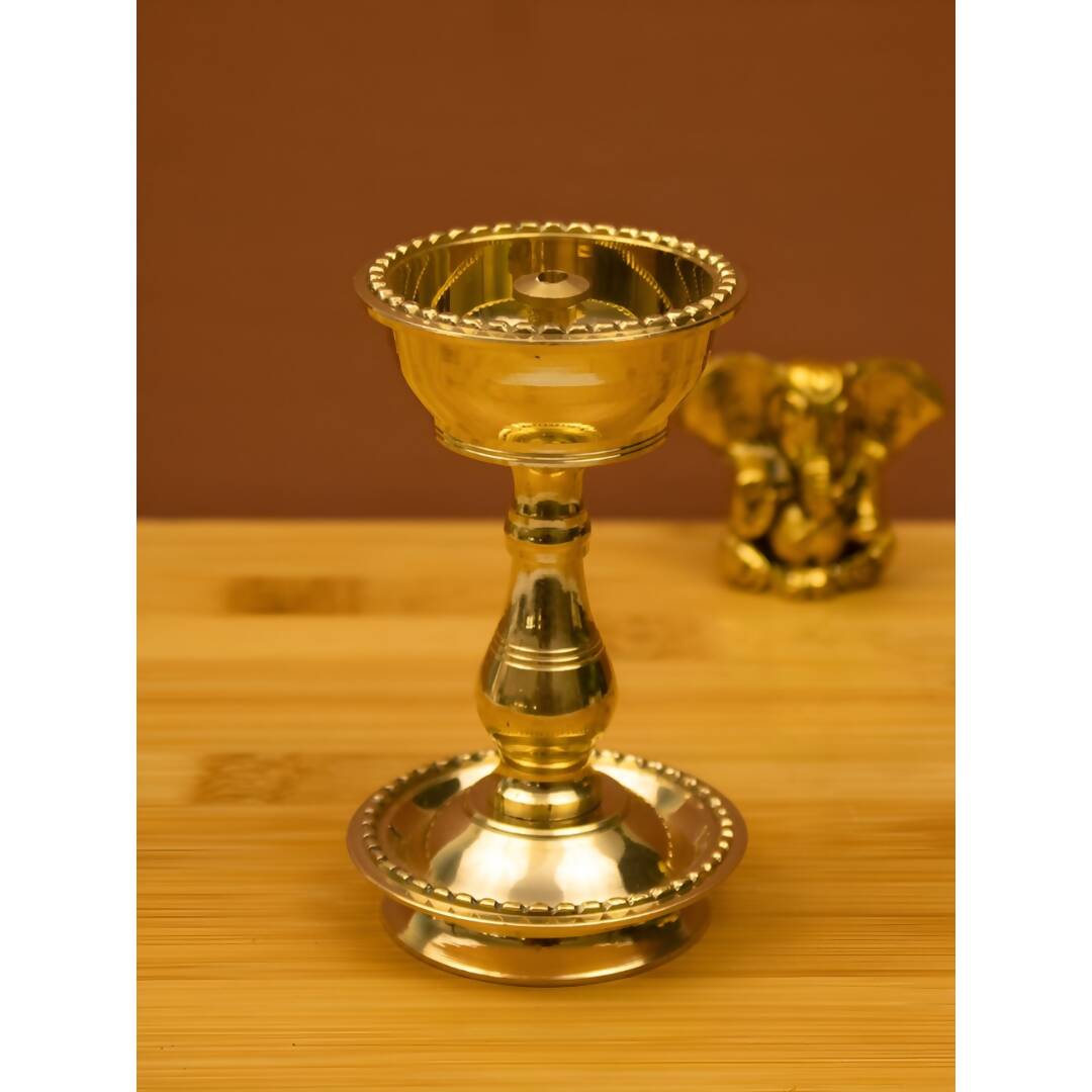 Spillbox Gold-Toned Brass Udupi Nanda Stand Diya Pooja Essential | Swadesiicart