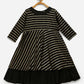 Ahalyaa Black Georgette Gold Print Kids Kurta For Girls | Swadesiicart