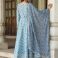 Juniper Women's Blue Cambric Floral Printed Circular Kurta Dupatta Sets | Swadesiicart