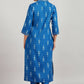 Aavyora Women's Blue Ikat Printed Ethnic Co-ord Set - Swadesiicart