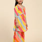Alakhi Studio Girls Floral Georgette Printed V-Neck Kurta With Sharara - Orange