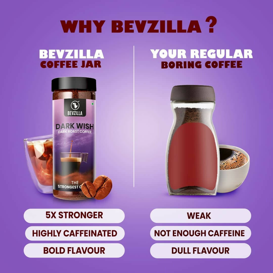 Bevzilla Classic Black Roast Strong Coffee Powder - Dark Wish | Swadesiicart