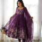 Joban Fashion Wine Kurta Set Organza Sequin Embroidery Work - Swadesiicart