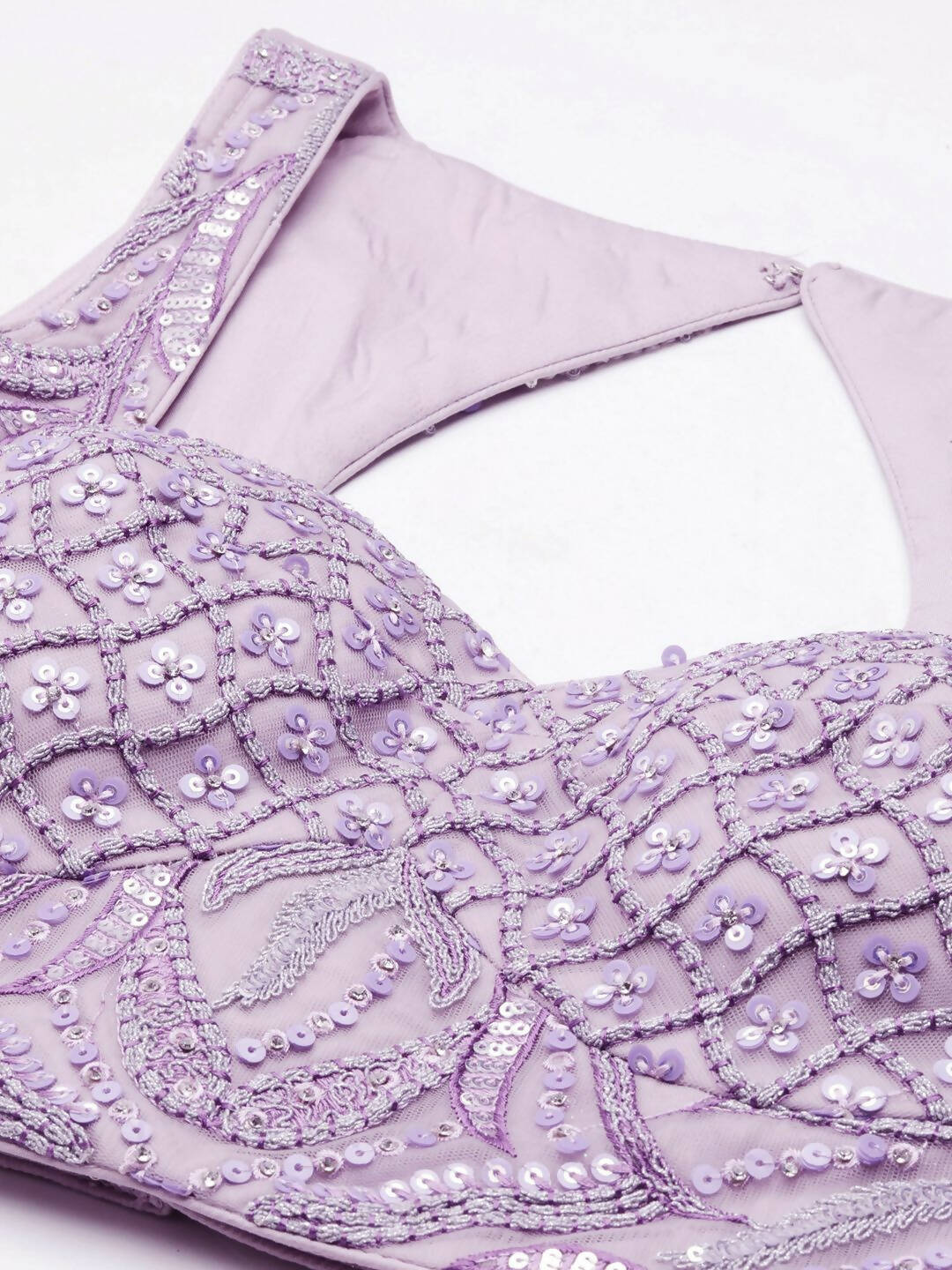 House of Panchhi Lavender Net Sequins and Zarkan embroidery Lehenga choli & Dupatta | Swadesiicart