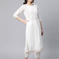 Ahalyaa Women Offwhite Pure Cotton Printed Floral Kurta With Trousers | Swadesiicart