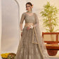 Aastha Fashion Metallic Gray Butterfly Net Tone To Tone Cotton Thread Work And Sequence Work Embroidery Wedding Wear Lehenga Choli