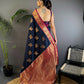 Joban Fashion Banarasi Navy Blue Woven Soft Silk Saree | Swadesiicart