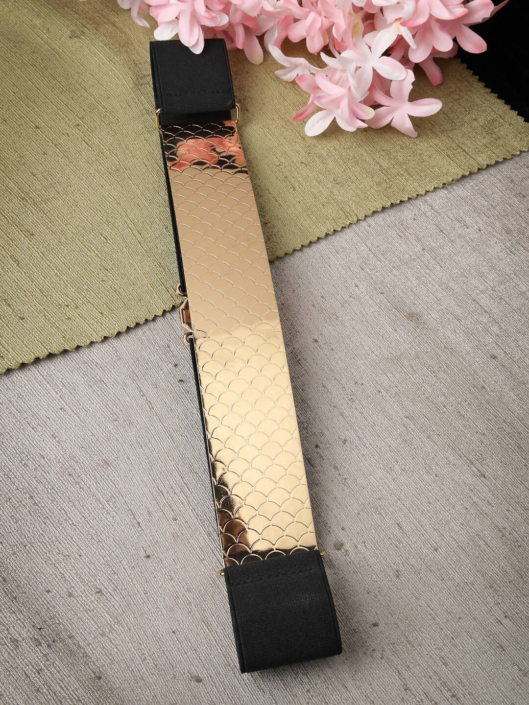 NVR Women Circular Gold-Polished Adjustable Broad Belt | Swadesiicart