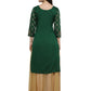 Ahalyaa Women's Green Poly Silk Gold Foil Print Kurta | Swadesiicart