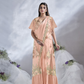 Peach Crepe Satin Silk Designer Ready to wear saree with stithced Blouse - Mohmanthan Aura | Swadesiicart