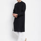 Even Apparels Black Pure Cotton Men's Sherwani Kurta With Asymetrical Cut | Swadesiicart