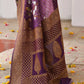 Joban Fashion Plum Purple Crepe Chiffon Pure Handloom Banarasi Silk Saree | Swadesiicart