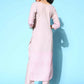 Ahalyaa Women's Beige Cotton Blend Printed Kurta Pant Set | Swadesiicart