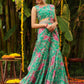 Janasya Green Georgette Floral Saree | Swadesiicart