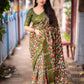 Mehndi Slub Silk Printed Saree with Unstitched Blouse - Hiral Fashion | Swadesiicart